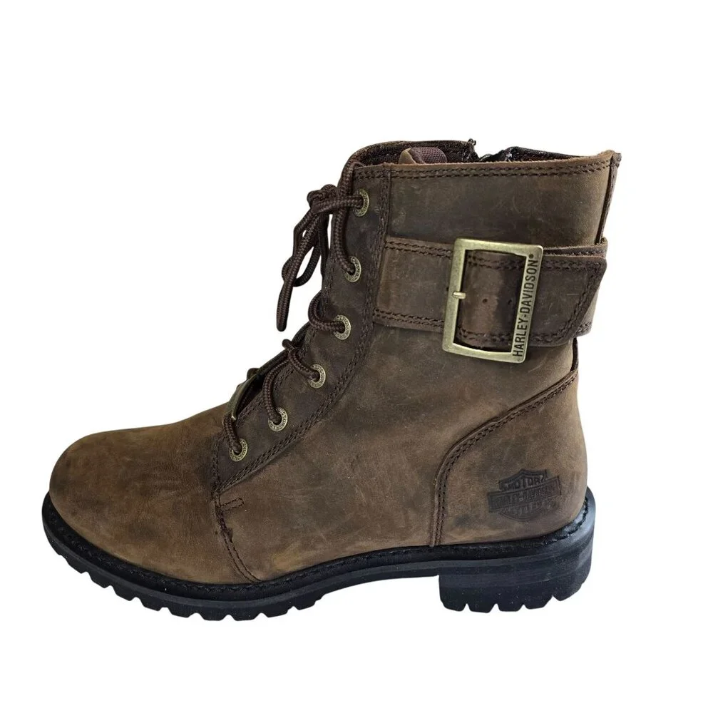 Harley-Davidson Women's SYLEWOOD Brown Combat Motorcycle Boot Size‎ 11